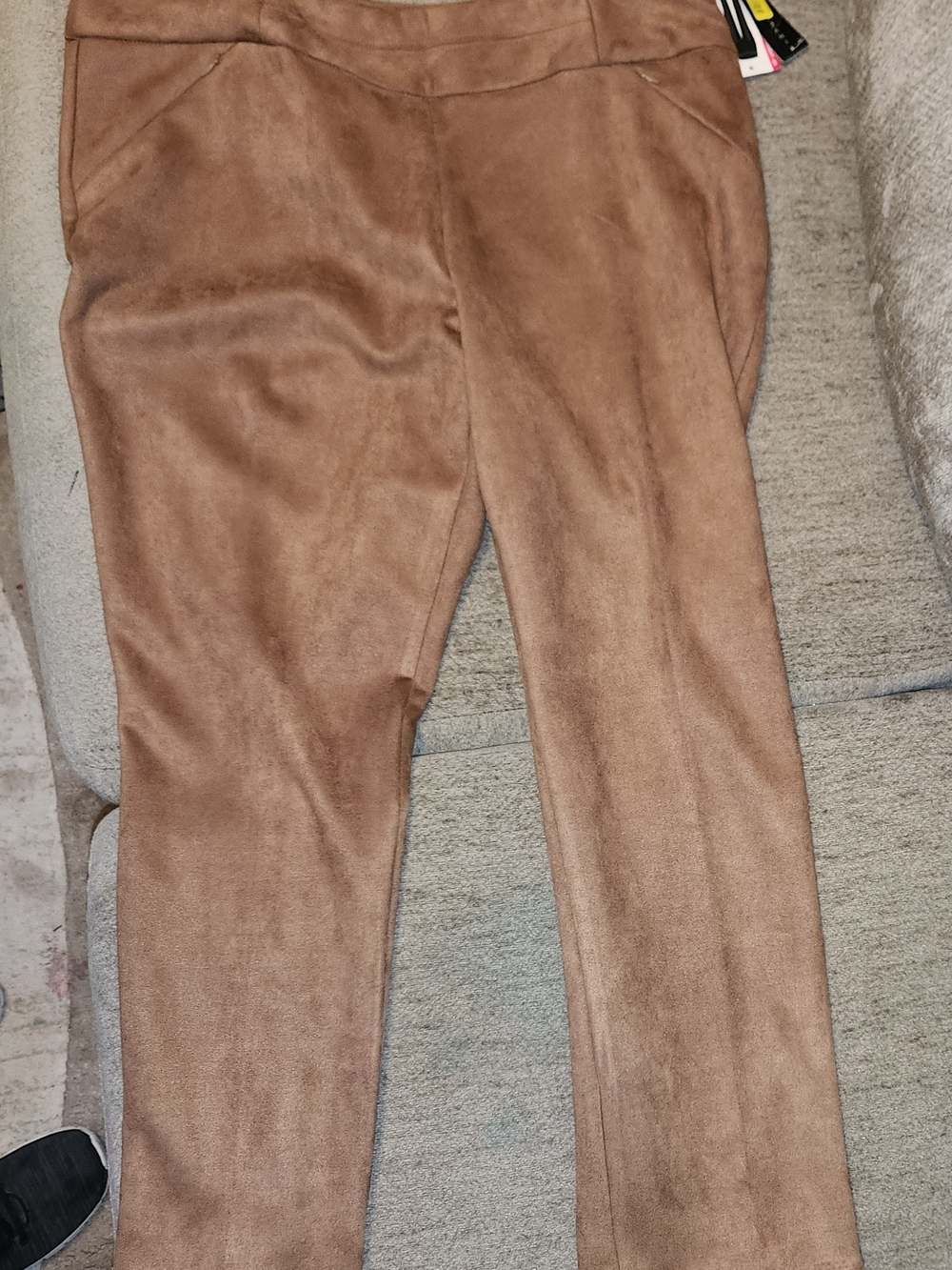 Investments Li's Faux Suede Straight Leg Pants in Camel Brown 16W S